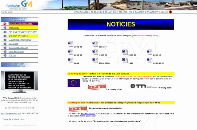 Imatge de la web de l'AVV de Gavà Mar del mes de maig de l'any 2006